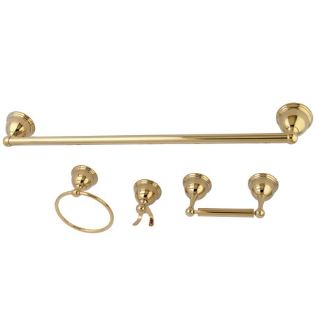 Kingston Brass Restoration 4-Piece Bathroom Hardware, Polished Brass BAK3961478PB